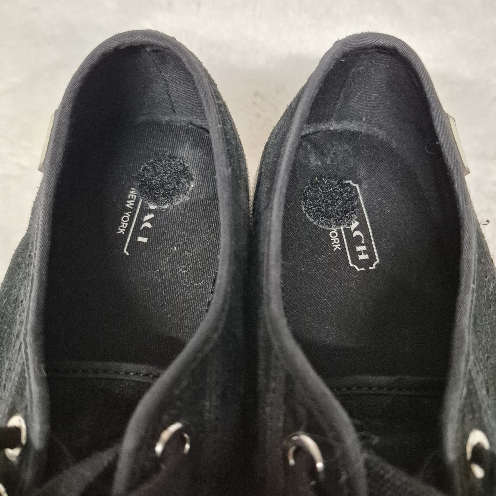 Coach Signature Kalyn Sneakers Womens Sz 9  Flat Black Suede - Picture 4 of 10